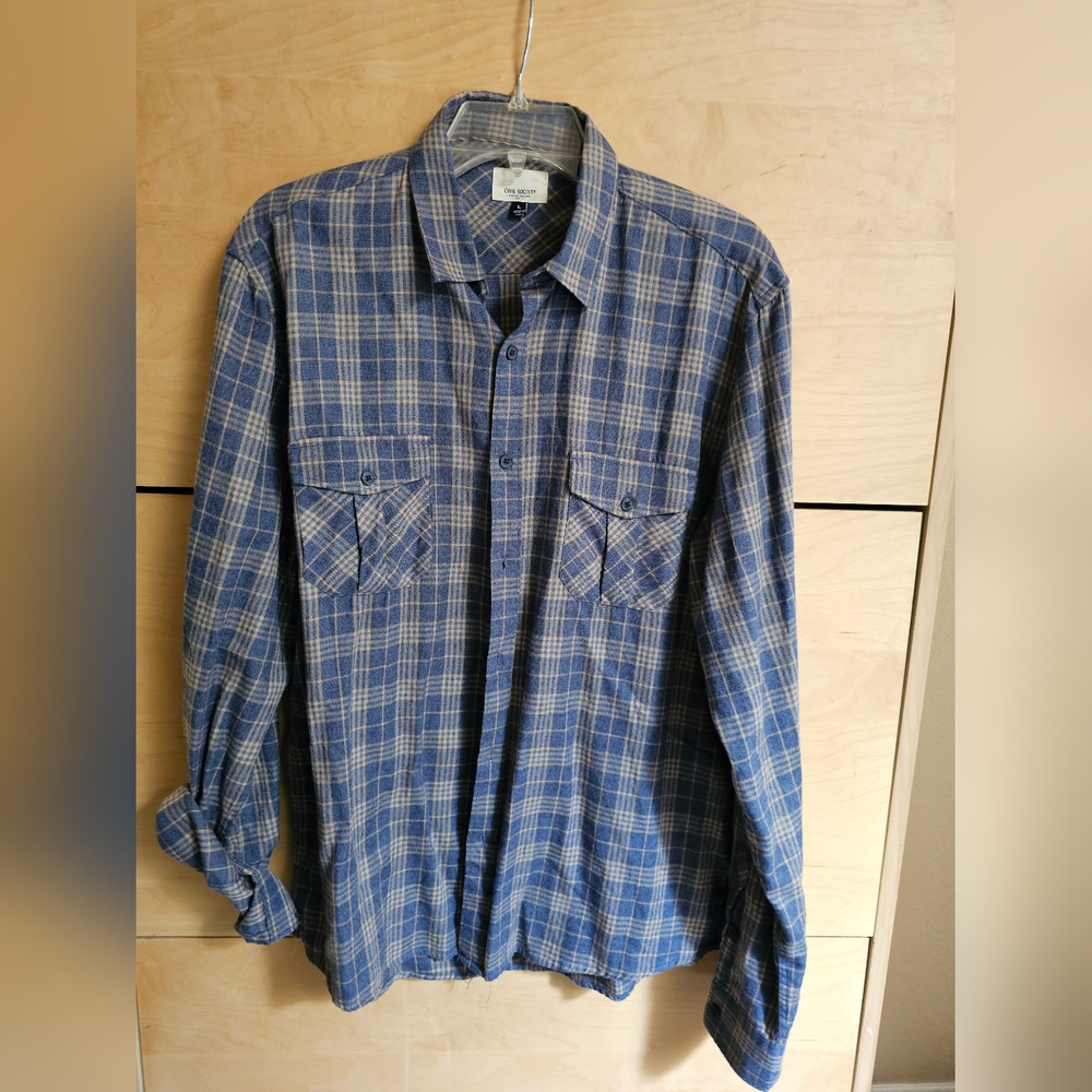Men's Civil Society plaid flannel cotton shirt